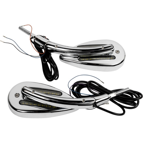 Custom Dynamics #CD-MIR-PLUG-C - Mirrors - Side View - with LED Turn Signal - Chrome - Pair