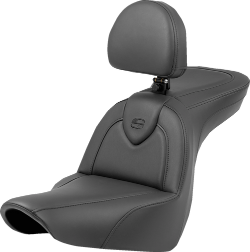 Saddlemen Roadsofa� Seat - with Backrest - Black/Black Stitching - FXLR/FLSB 18-23