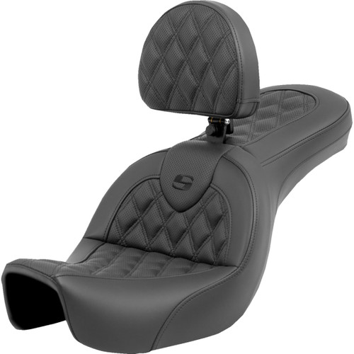 Saddlemen #806-04-182BR - Roadsofa™ Seat - Lattice Stitch - with Backrest - FXD '06-'17