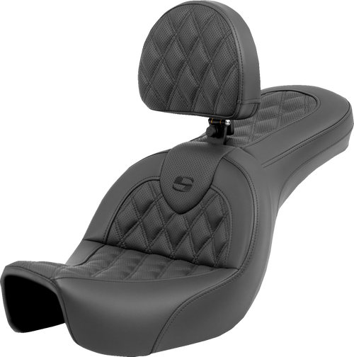 Saddlemen Roadsofa� Seat - Lattice Stitch - with Backrest - FXD 06-17