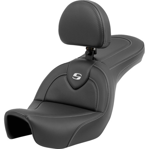 Saddlemen #806-04-185BR - Roadsofa™ Seat - Carbon Fiber - with Backrest - FXD '06-'17