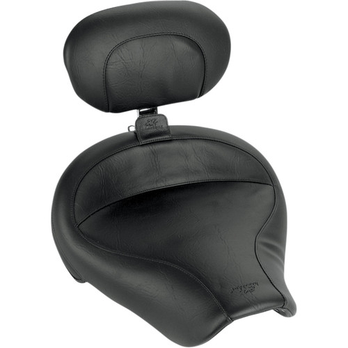 Mustang #79129 - Wide Solo Seat - With Backrest - Vintage - Black - Smooth - FXDWG '96-'03