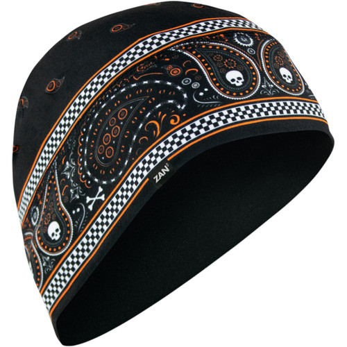 ZAN Headgear #WHLL197 - SportFlex® Beanie - Black/Orange Classic Bandanna