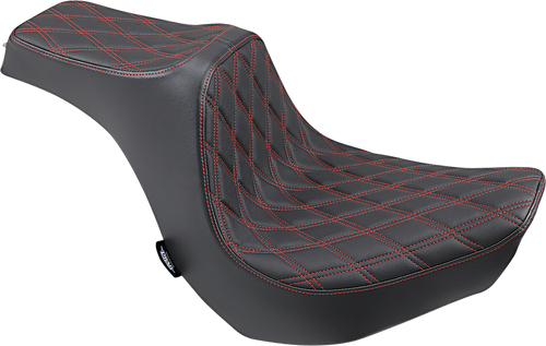 Drag Specialties Predator III Seat - Double Diamond - Red Stitching - FXBR/S 18-22