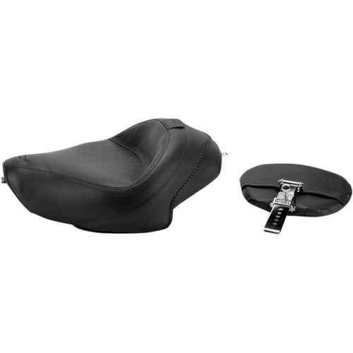Mustang #79429 - Wide Solo Seat - With Backrest - Vintage - Black - Smooth - XL '04-'21
