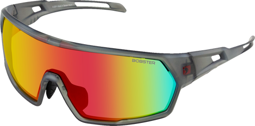 Bobster Speed Sunglasses - Matte Clear Gray - Smoke Crimson Mirror