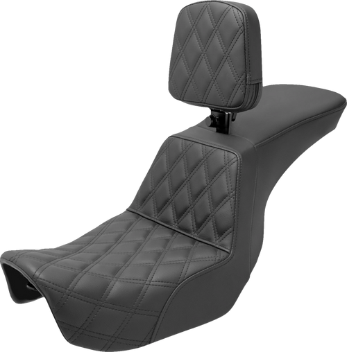 Saddlemen Tour Step-Up Seat - Rider Backrest - Front Lattice Stitch - Dyna '06-'17
