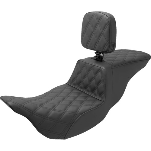 Saddlemen #808-07B-195BR - Tour Step-Up Seat - Rider Backrest - Full Lattice Stitch - FL '08-'24