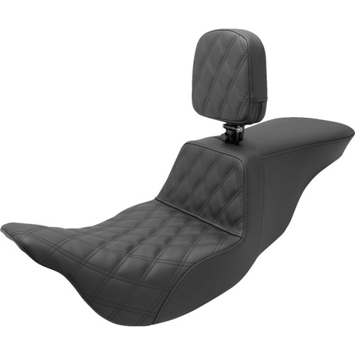 Saddlemen #808-07B-192BR - Tour Step-Up Seat - Rider Backrest - Rider Lattice Stitch - FL '08-'24