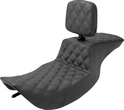 Saddlemen Tour Step-Up Seat - Rider Backrest - Full Lattice Stitch - FLHR/FLHX '97-'07