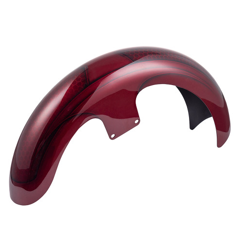 Hard Candy Hot Rod Red Flake Ravager Series Airbrushed 19" Reveal Wrapper Hugger Front Fender