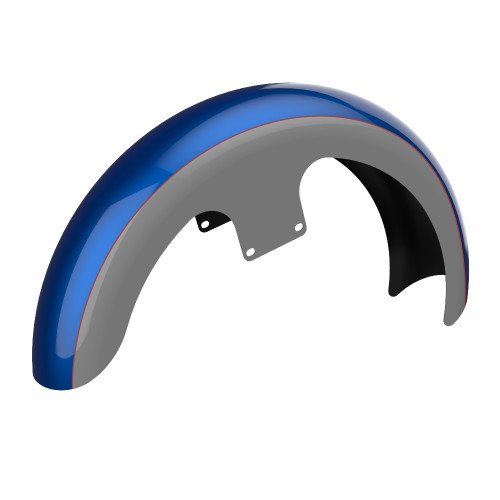 Bright Billiard Blue and Billiard Gray 21" REVEAL WRAPPER HUGGER FRONT FENDER FOR '09-'23 HARLEY TOURING