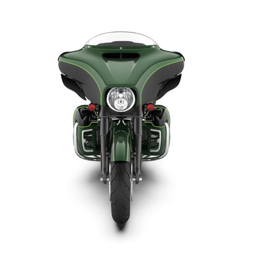 Deep Jade Pearl and Vivid Black 21" REVEAL WRAPPER HUGGER FRONT FENDER FOR '09-'23 HARLEY TOURING