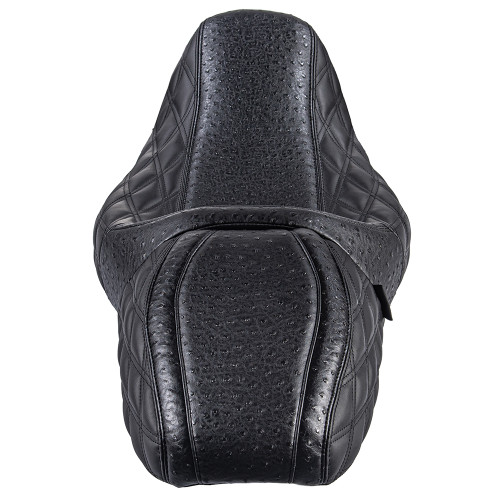 Raptor Seat with Black Diamond Stitching & Ostrich Leather for 08 up Harley Touring