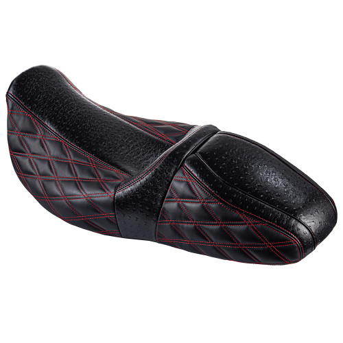Raptor Seat with Red Diamond Stitching & Ostrich Leather for 08 up Harley Touring