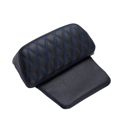 Advanblack Blue Diamond Pattern Stitching Chopped Tour Pack Cushion Razor Backrest Pillow Pad For 2014-2018 Harley Tour-Pak Luggage