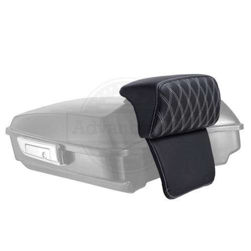 Advanblack White Diamond Pattern Stitching Chopped Tour Pack Cushion Razor Backrest Pillow Pad For 2014-2018 Harley Tour-Pak Luggage