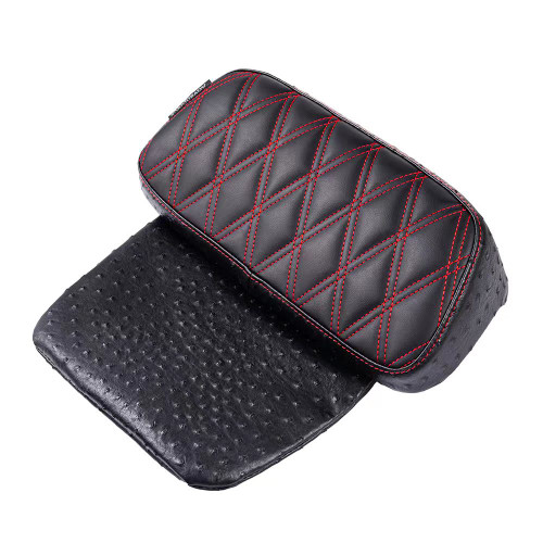 Raptor Small Backrest Pad with Red Custom Stitching for Harley Touring Models