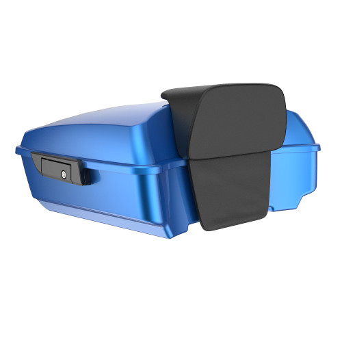 Advanblack Electric Blue Chopped Tour Pack Pad Luggage Trunk For 97-21 Harley Davidson Touring Street Electra Road Glide