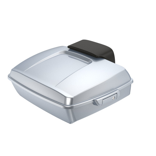 Barracuda Silver Chopped Tour Pack Pad Luggage Trunk For '97-'23 Harley Touring