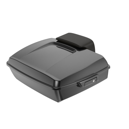 Black Quartz Chopped Tour Pack Pad Luggage Trunk For '97-'23 Harley Touring