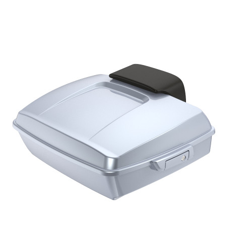 Brilliant Silver Chopped Tour Pack Pad Luggage Trunk For '97-'23 Harley Touring