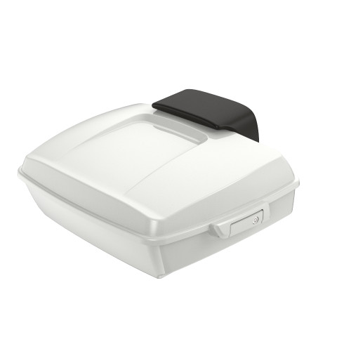 Stone Washed White Pearl Chopped Tour Pack Pad Luggage Trunk For '97-'23 Harley Touring