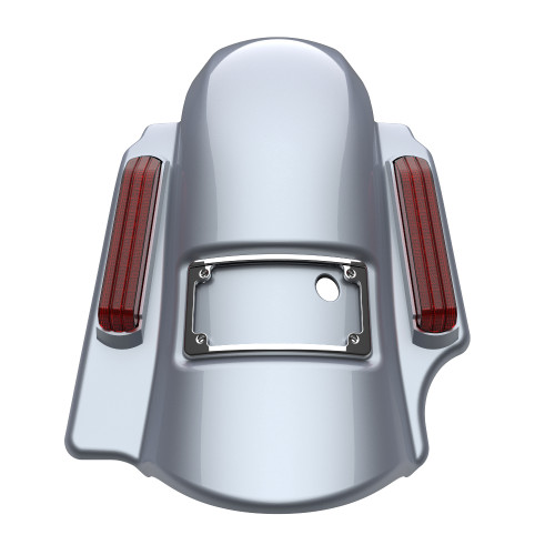 Advanblack Single Cutout Brilliant Silver Dominator Stretched Rear Fender For 2014+ Harley Davidson Touring Models