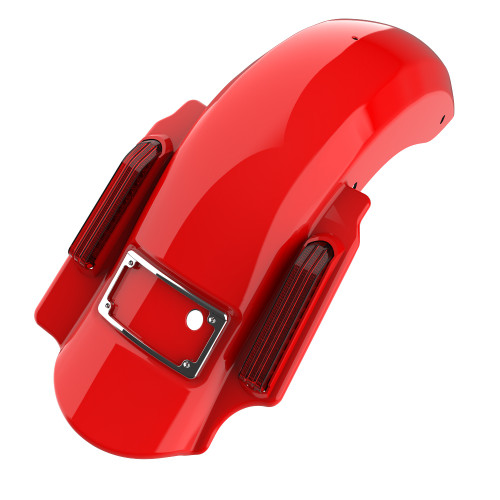 Advanblack Single Cutout Scarlet Red Dominator Stretched Rear Fender For 2014+ Harley Davidson Touring Models