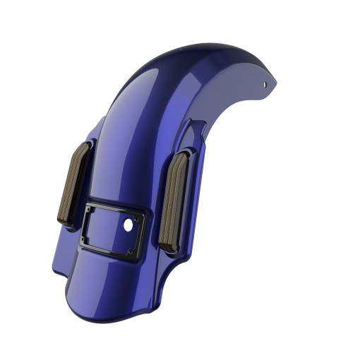 Zephyr Blue Single Cutout Dominator Stretched Rear Fender For 2014+ Harley Davidson Touring Models