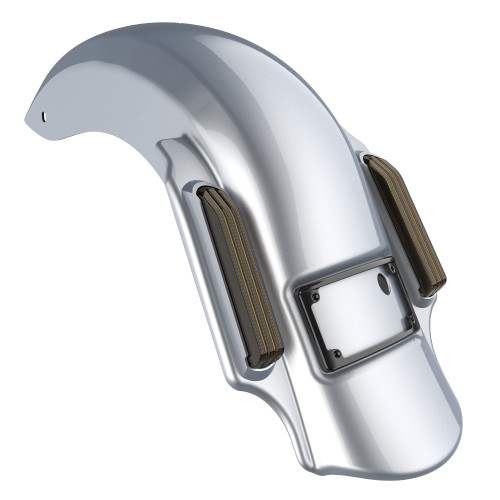 Atlas Silver Metallic Dual Cutout Dominator Stretched Rear Fender For 2014+ Harley Davidson Touring Models