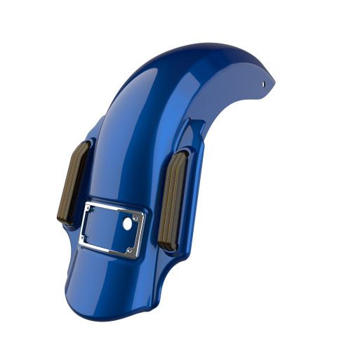 Bright Billiard Blue Dual Cutout Dominator Stretched Rear Fender For 2014+ Harley Davidson Touring Models