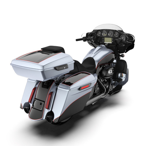 Brilliant Silver and Vivid Black DOMINATOR STRETCHED REAR FENDER FOR 2014+ HARLEY DAVIDSON TOURING