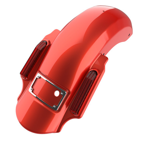 Advanblack Dual Cutout Candy Orange Dominator Stretched Rear Fender For 2014+ Harley Davidson Touring Models