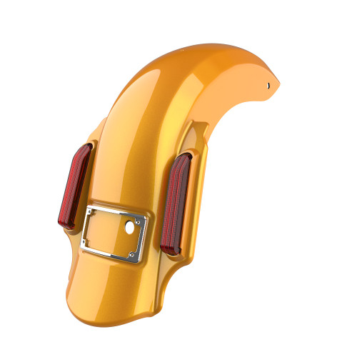 Advanblack Dual Cutout Chrome Yellow Pearl Dominator Stretched Rear Fender For 2014+ Harley Davidson Touring Models