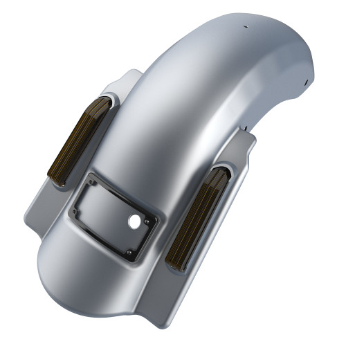 Advanblack Barracuda Silver Denim Dominator Stretched Rear Fender For 2014+ Harley Davidson Touring Models