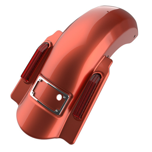 Advanblack No Cutout Sedona Orange Dominator Stretched Rear Fender For '09-'13 Harley Davidson Touring Models-