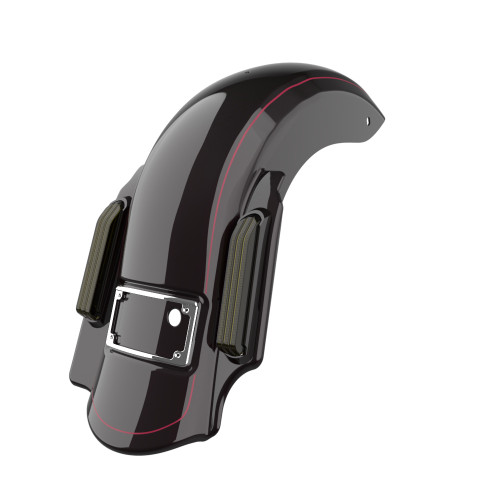 Advanblack Dominator Stretched Rear Fender For 2014+ Harley Davidson Touring Models-Blackened Cayenne (with Burgundy?