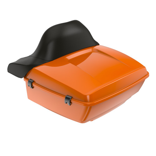 Baja Orange RUSHMORE KING TOUR PACK PAD Black Latch FOR '97-'22 HARLEY TOURING / SOFTAIL