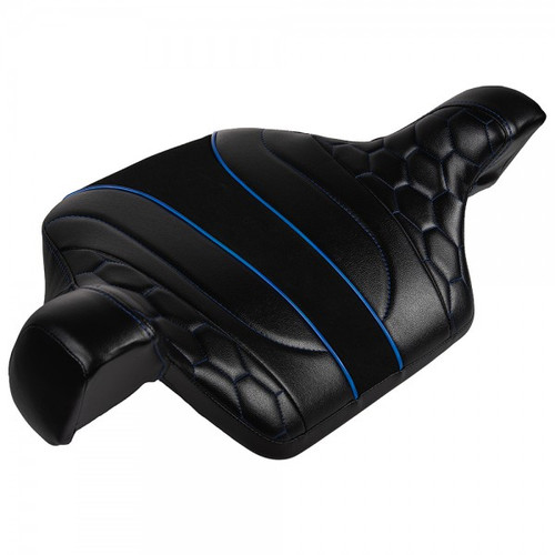 Cobra Wrap Around Backrest Pad With Blue Custom Stitching for 2014-later Harley Touring King Tour Pak