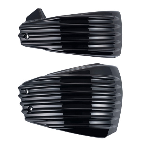 Vivid Black Ribbed Side Battery Cover for M8 Harley softail