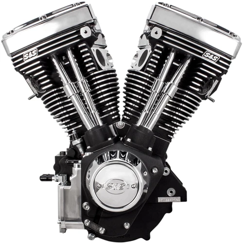 S&S Cycle #310-0766 - V111 Long-Block Engine - Wrinkle Black - '84-'99 Custom Chasis w/Alternator Style Primary