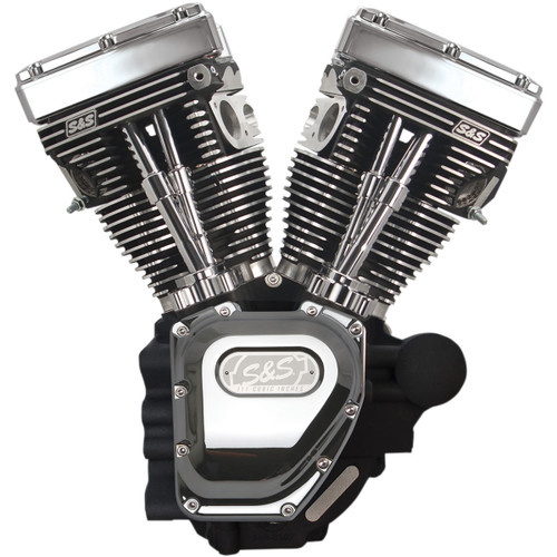 S&S Cycle #310-0402A - T111 Long Block Engine - Wrinkle Black and Chrome - Touring