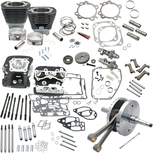 S&S Cycle #900-0568 - 124" Hot Set Up® - Big Bore/Stroker - Wrinkle Black - 96/103/110A Twin Cam