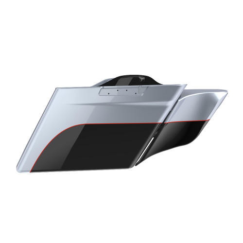 Brilliant Silver and Vivid Black 4.5'' Extended SADDLEBAG BOTTOMS FOR HARLEY DAVIDSON 2014+ TOURING