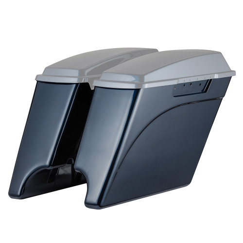 Advanblack Dual Cutout Big Blue Pearl Stretched Saddlebags Bottoms for Harley '93-'13 Touring