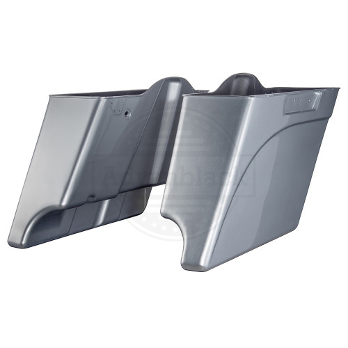 Advanblack Dual Cutout Brilliant Silver Stretched Saddlebags Bottoms for Harley '93-'13 Touring
