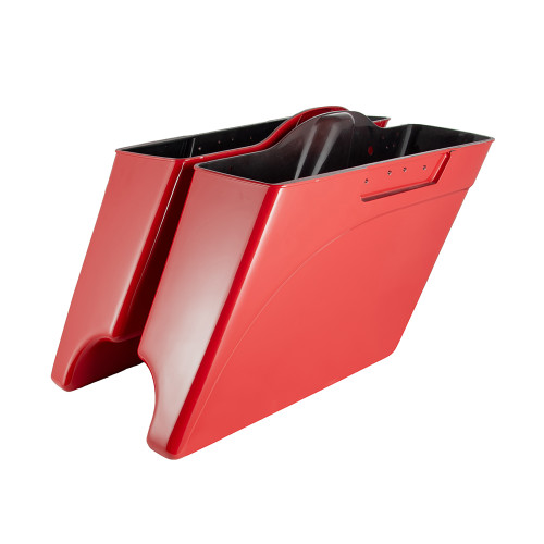 Dual Cutout Scarlet Red Stretched Saddlebags Bottoms for Harley '93-'13 Touring