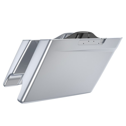 Advanblack Baracuda Silver Dual Cutout Stretched Extended Saddlebag Bottoms (Glossy) for 2014+ Harley Davidson Touring