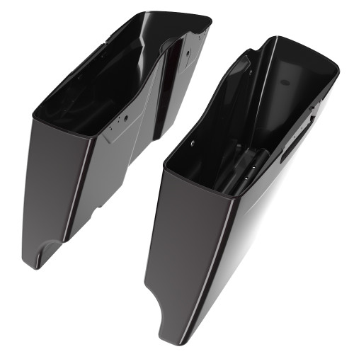 Advanblack Dual Cut Out Blackened Cayenne 4.5" Stretched Extended Saddlebags for  2014+ Harley Davidson Touring